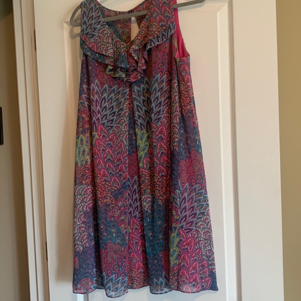 Multi color dress with cardigan